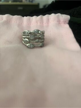 Silver Tone Multi-Row CZ Accent Stackable Ring Size 7
